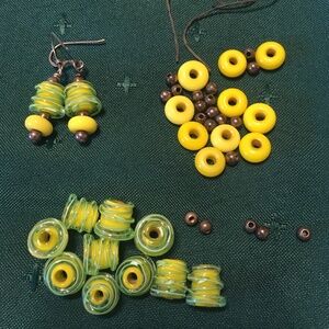 Handmade jewelry, glass beads - earrings & remnants of bracelet